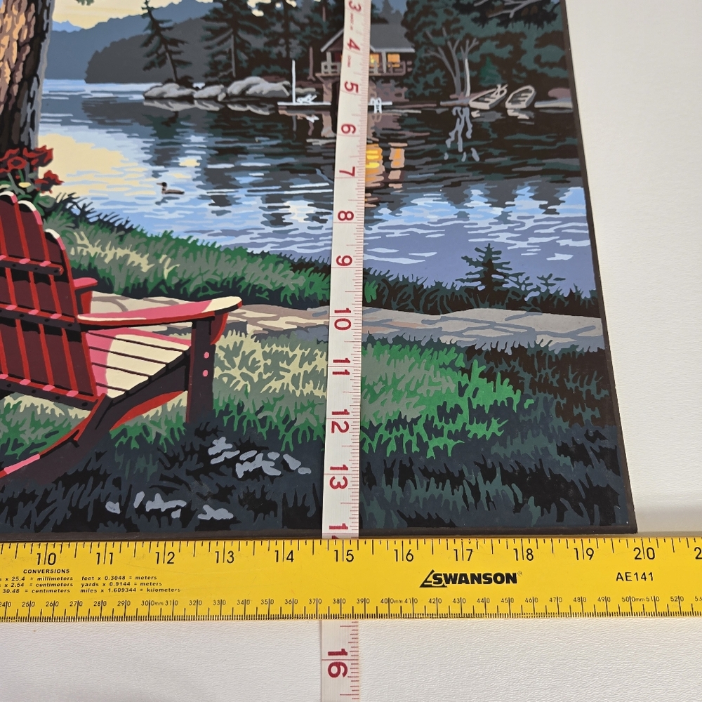 Adirondack Evening Paint By‎ Number Finished Acrylic Painting 20x14 No Border - Picture 17 of 17